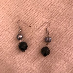 Black pearl & Onyx drop earrings